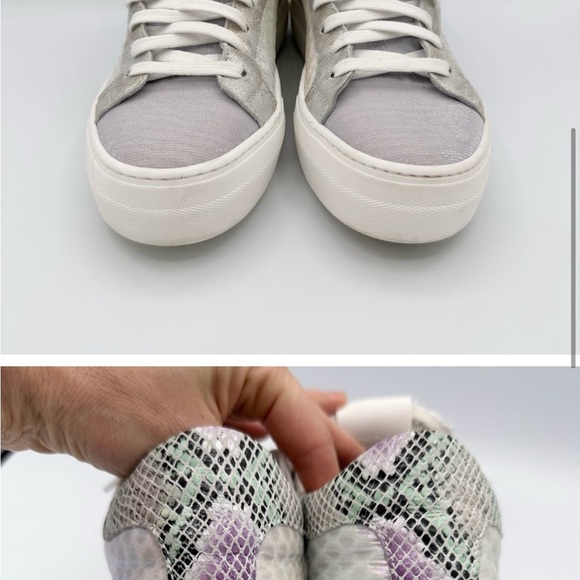 P448 Thea Glamour Sneakers white platform shoes glitter sparkle lace up - Picture 3 of 6